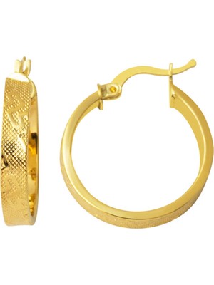 Bilezikci 2,5 cm. Çaplı Versage Halka Küpe 14 Ayar Altın