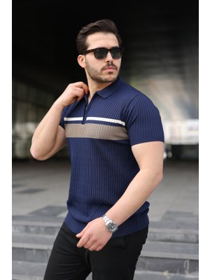 Femora Moda Erkek Örgü Desenli Renkli Kısa Kollu Triko Tişört