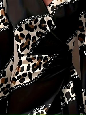 Femora Moda Kadın Uzun Kollu Kruvaze Yakalı Asimetrik Detaylı Mini Modal Elbise