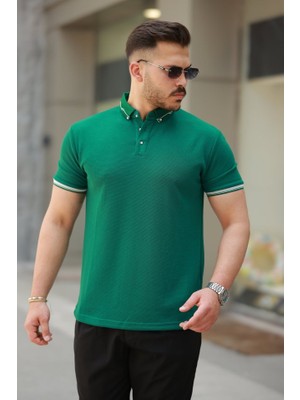 Femora Moda Erkek Düğmeli Yaka Waffle Kumaş Kısa Kollu Tişört