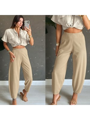 Femora Moda Kadın Yüksek Bel Krep Pantolon