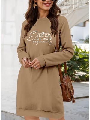 Femora Moda Kadın Uzun Kollu Bisiklet Yaka Kısa Viskon Iki Iplik Elbise