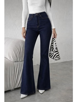 Femora Moda Kadın Yüksek Bel Ispanyol Paça Kot Pantolon