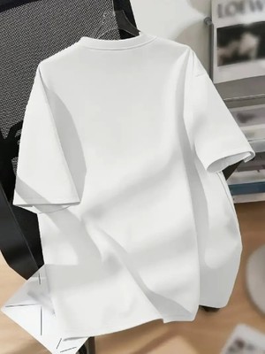 Femora Moda Baskılı Oversize Bisiklet Yaka T-Shirt - Beyaz