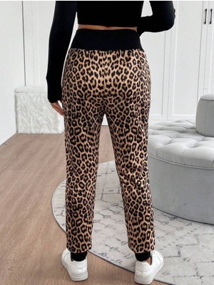 Femora Moda Kadın Yüksek Bel Bağcıklı Desenli Iki Iplik Pantolon