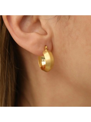 Nox Jewelry 14 Ayar Altın Kaplama Mat Yüzeyli Küçük Boy Kalın Halka Gümüş Küpe – Mini Huggie Tasarım