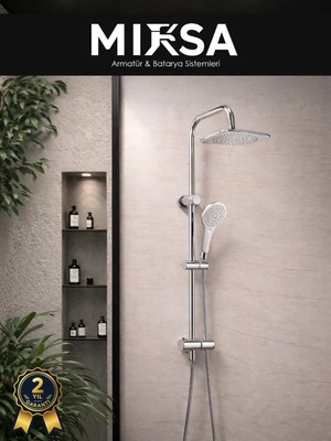 Mixsa Beyaz Krom Fonksiyonlu Robot Duş Seti Kolay Kurulum, Garantili
