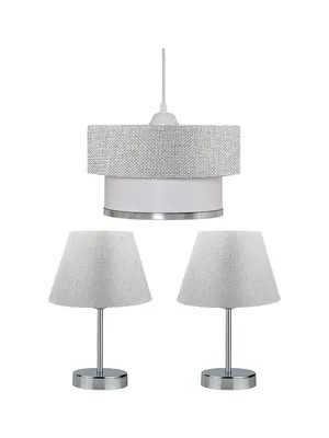 Vivense Evlight Grey Avize ve Abajur Seti (Gri)