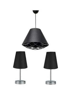 Vivense Evlight Black Avize ve Abajur Seti (Siyah)