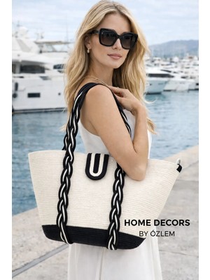 Hasır Omuz Çantası Plaj Çantası Günlük Çanta Handmade Elemegi