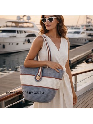 Home Decors By Özlem Hasır Çanta Omuz Çantası Plaj Çantası El Emeği Handmade Tasarım Tarz Yaz MODA-30CMX40-42CM