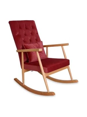 Vivense Trend Sallanan Sandalye, Bordo, Ahşap, Naturel Ayak