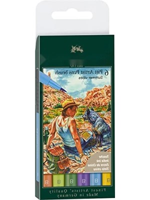 Calperia Fırça Uçlu Çizim Kalemi Seti, 6'lı, Solmaya Dayanıklı