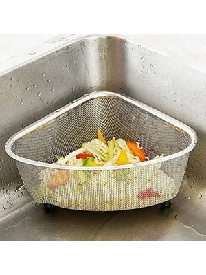 Calperia Paslanmaz Çelik Ayaklı Lavabo Çöp Süzgeci - 18X13X10 cm