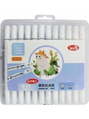 Calperia 24 Adet Renkli Slim Marker Kalem Seti