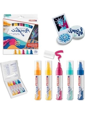 Calperia Çok Renkli Akrilik Işaretleyici Seti - 5'li (5-10 mm Uç)