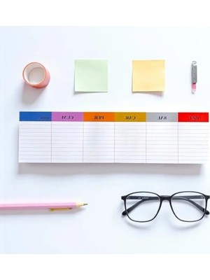 Calperia Renkli Haftalık Masa Planlayıcı Bloknot - 80 Yaprak, 90 gr Kağıt