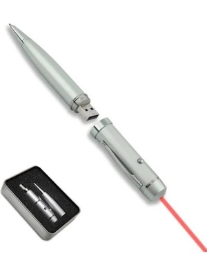 Calperia 16 GB USB Bellekli Metal Sunum Kalemi - Kırmızı Lazer Işığı