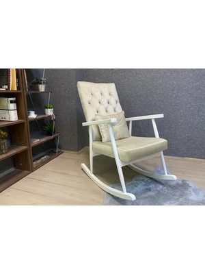 Vivense Trend Sallanan Sandalye, Krem, Ahşap, Lake Ayak