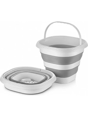 Calperia 10 Litre Katlanabilir Kova - Akordiyon Tasarım, Gri Renk