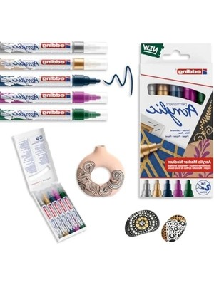 Calperia 5'li Akrilik Markör Seti - Metalik Renkler