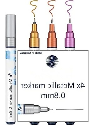 Calperia Metallic Marker 4'lü Set – Gümüş, Altın, Bakır, Mor