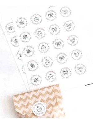 Calperia 20 Adet Yılbaşı Temalı Puantiye ve Zikzak Desenli Kese Kağıdı Seti (11X20 Cm)