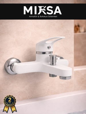 Mixsa Beyaz Mix Banyo Duş Bataryası Musluğu Garantili, Yerli Üretim
