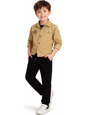 İrem Çocuk Giyim Erkek Çocuk Armalı Keten Gömlek Keten Pantolon Tişörtlü Üçlü Takım