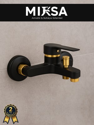 Mixsa Siyah-Gold Mix Banyo Duş Bataryası Musluğu Garantili, Yerli Üretim