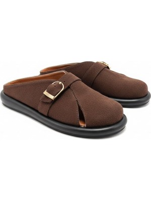 Ne&Ve Shoes Kadife Süet Tokalı Kadın Günlük Rahat Sabo Terlik