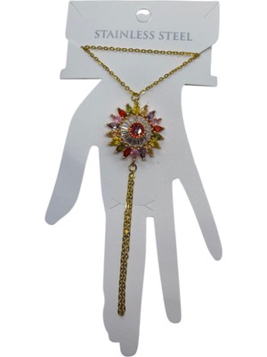 Nkie Jewels Altın Renk Yuvarlak Güneş Mix Çelik Şahmeran - 3553