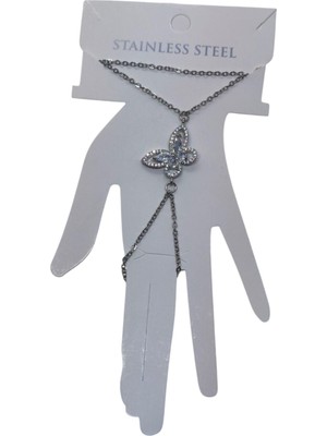 Nkie Jewels Gümüş Renk Kelebek Çelik Şahmeran - 3520