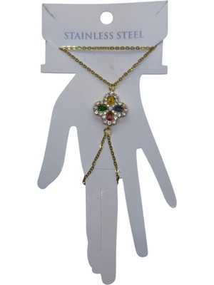 Nkie Jewels Altın Renk Yonca Van Clef Çelik Şahmeran - 3518