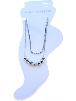 Nkie Jewels Gümüş Renk Asansör Sf 3 Küre Yıldız 3 Küre Çelik Halhal - 3475