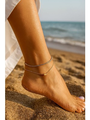 Nkie Jewels Altın Renk Asansör Sf Kalp  Çelik Halhal - 3457