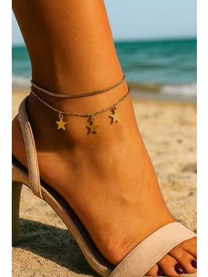 Nkie Jewels Altın Renk Asansör Sf 3 Yıldız Çelik Halhal - 3453