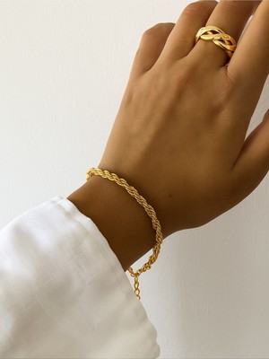 Nkie Jewels Altın Renk Burgu Unisex Çelik Bileklik - 3354