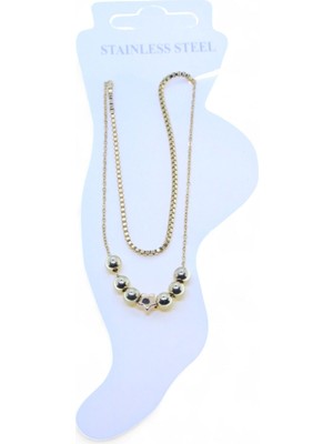 Nkie Jewels Altın Renk Asansör Sf 3 Küre Yıldız 3 Küre Çelik Halhal - 3464