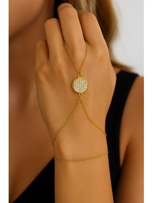 Nkie Jewels Altın Renk Yuvarlak Beyaz Taş Sf Sf Zincir Çelik Şahmeran - 3502