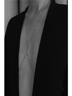 Nkie Jewels Kadın Mini Top Boncuklu Stylish Vücut Zinciri, Bel Zinciri, Vücut Aksesuarı - Gümüş