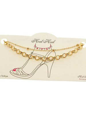 Nkie Jewels Altın Renk Top  ve Doc Zincir Halhal - 1901