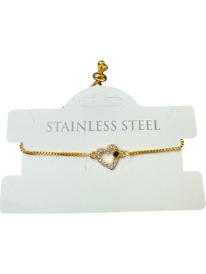 Nkie Jewels Altın Renk Kalp Asansör Çelik Bileklik - 3598