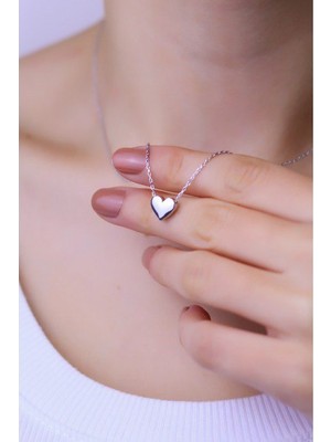 Nkie Jewels Gümüş Renk Taşsız Kalp Kolye