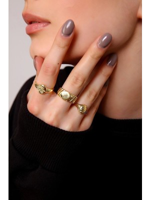 Nkie Jewels Altın Renk Vintage Kombin Ayarlanabilir Bijuteri Yüzük - 3666
