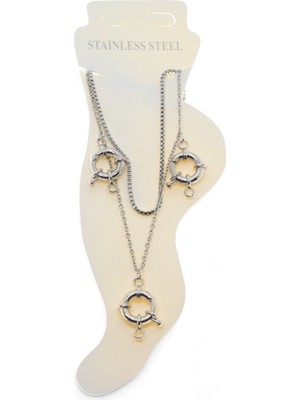 Nkie Jewels Gümüş Renk Asansör Sf 3 Dümen Çelik Halhal - 3485