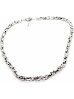 Nkie Jewels Gümüş Renk Unisex Çelik Iç Içe Geçmeli  Kolye - 1451