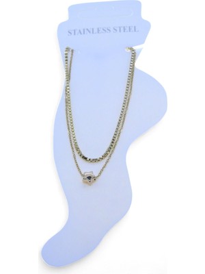 Nkie Jewels Altın Renk Asansör Sf Yıldız Çelik Halhal - 3474