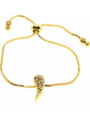 Nkie Jewels Altın Renk Renkli Taş Damla Göz Yaşı Model Asansör Zirkon Bileklik - 2050