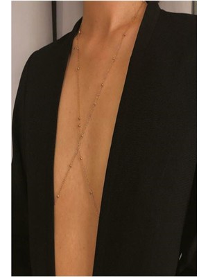 Nkie Jewels Kadın Mini Top Boncuklu Stylish Vücut Zinciri, Bel Zinciri, Vücut Aksesuarı - Gold